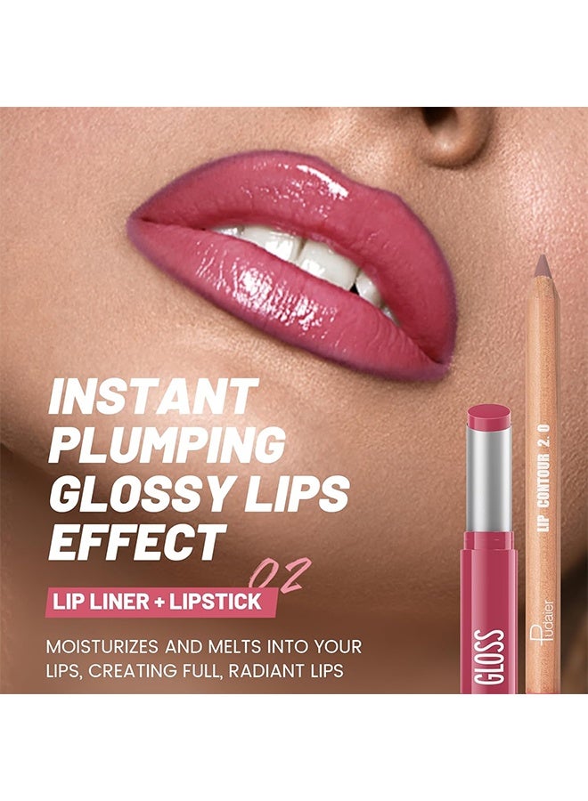 بوداير ترطب الشفاه، مجموعة أحمر الشفاه وأقلام تحديد الشفاه، مجموعة قلم تحديد الشفاه وملمع الشفاه للنساء، قلم شفاه مطفي وأحمر شفاه مرطب ناعم مع مبراة، مجموعة مكياج شفاه غير لاصقة (07 سحابة كريم) - Image 3